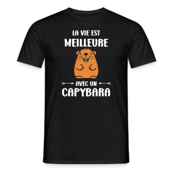 Humour Capybara - T-shirt homme - noir - Devant - AI Model Male 178 light (178cm)