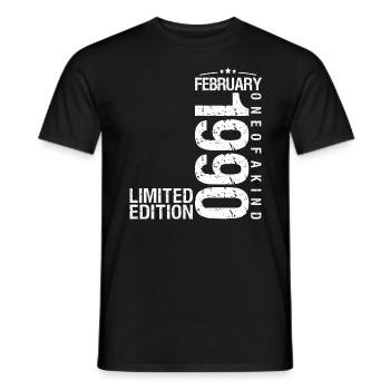 Février 1990 Février anniversaire January 1990 - T-shirt homme - noir - Devant - AI Model Male 178 light (178cm)
