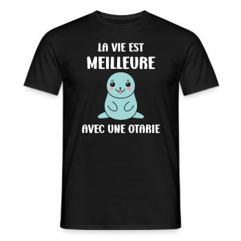 Animal mignon humour otarie - T-shirt homme - noir - Devant - AI Model Male 178 light (178cm)