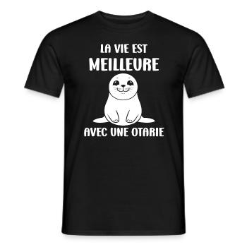 Animal mingon humour otarie - T-shirt homme - noir - Devant - AI Model Male 178 light (178cm)