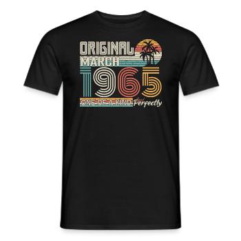 March 1965 Birthday March 1965 Gift - Men's T-Shirt - black - Front - AI Model Male 178 light (178cm)