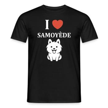 Humour Chien Samoyède - T-shirt homme - noir - Devant - AI Model Male 178 light (178cm)