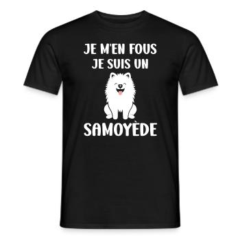 Humour Chien Samoyède - T-shirt homme - noir - Devant - AI Model Male 178 light (178cm)