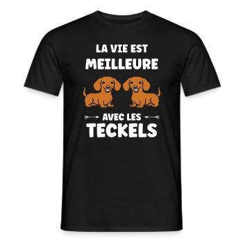 Humour chien teckel - T-shirt homme - noir - Devant - AI Model Male 178 light (178cm)