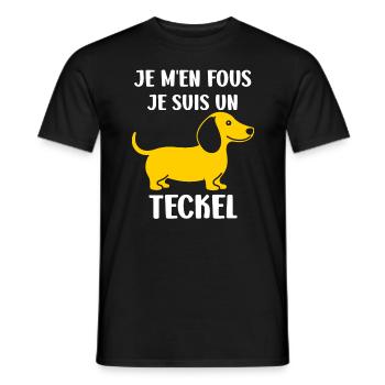 Humour chien teckel - T-shirt homme - noir - Devant - AI Model Male 178 light (178cm)
