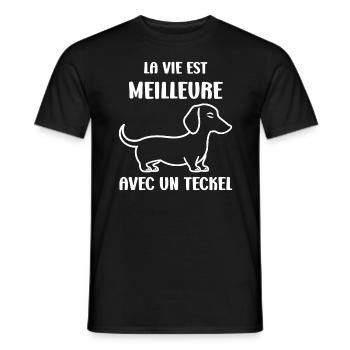 Humour chien teckel - T-shirt homme - noir - Devant - AI Model Male 178 light (178cm)