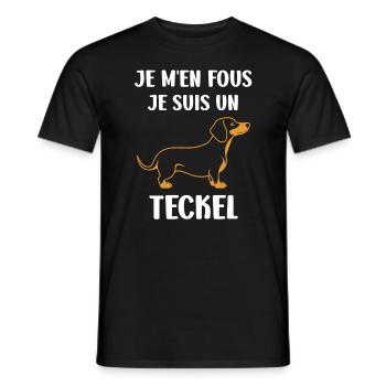 HUmour chien teckel - T-shirt homme - noir - Devant - AI Model Male 178 light (178cm)