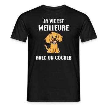 Humour Chien cocker - T-shirt homme - noir - Devant - AI Model Male 178 light (178cm)