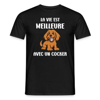 Humour Chien cocker - T-shirt homme - noir - Devant - AI Model Male 178 light (178cm)