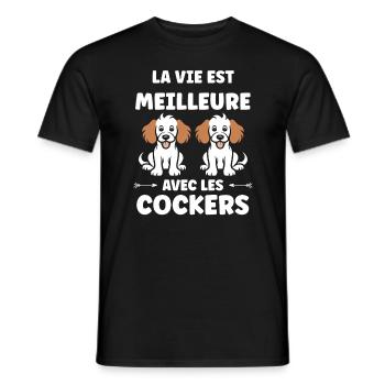Humour Chien cocker - T-shirt homme - noir - Devant - AI Model Male 178 light (178cm)