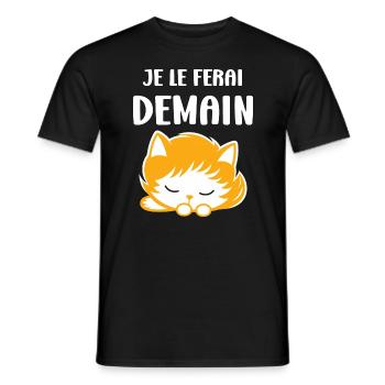Je le ferai demain - T-shirt homme - noir - Devant - AI Model Male 178 light (178cm)