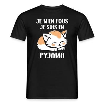 Je m'en fous je suis en pyjama - T-shirt homme - noir - Devant - AI Model Male 178 light (178cm)