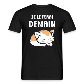 Je le ferai demain - T-shirt homme - noir - Devant - AI Model Male 178 light (178cm)