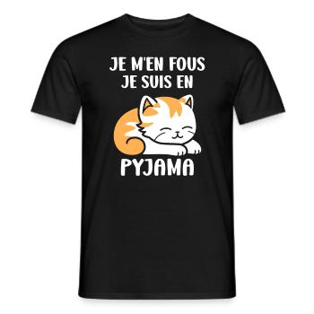 Je m'en fous je suis en pyjama - T-shirt homme - noir - Devant - AI Model Male 178 light (178cm)