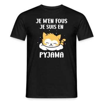 Je m'en fous je suis en pyjama - T-shirt homme - noir - Devant - AI Model Male 178 light (178cm)