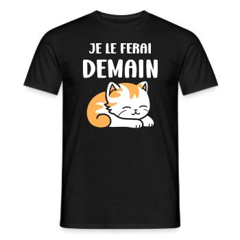 Je le ferai demain - T-shirt homme - noir - Devant - AI Model Male 178 light (178cm)