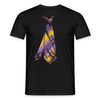 Bunt bedrucktes Krawatten-T-Shirt mit Marmorstruktur - Männer T-Shirt - Schwarz - Vorne - AI Model Male 178 light (178cm)