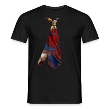 Colorful Printed Necktie T-Shirt Marble Texture - Men's T-Shirt - black - Front - AI Model Male 178 light (178cm)