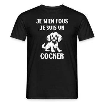 Chien cocker - T-shirt homme - noir - Devant - AI Model Male 178 light (178cm)