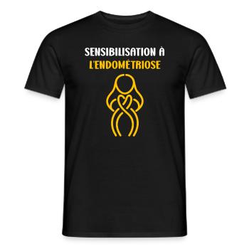 sensibilisation endométriose - T-shirt homme - noir - Devant - AI Model Male 178 light (178cm)