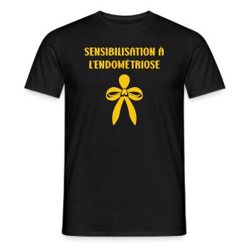 sensibilisation endométriose - T-shirt homme - noir - Devant - AI Model Male 178 light (178cm)