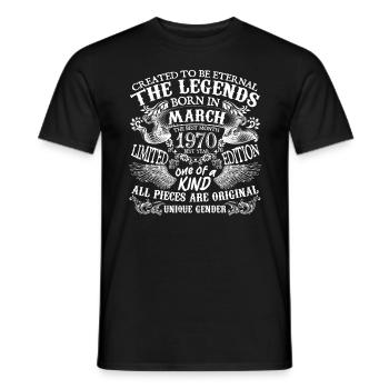 Mars 1970 anniversaire 1970 Mars meilleure année - T-shirt homme - noir - Devant - AI Model Male 178 light (178cm)