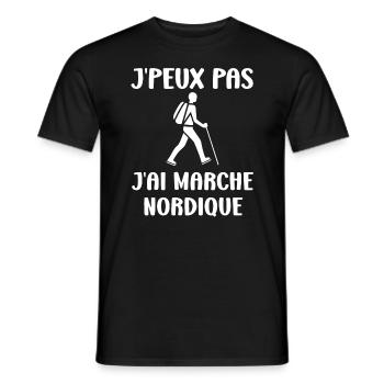 Randonné humour marche nordique - T-shirt homme - noir - Devant - AI Model Male 178 light (178cm)
