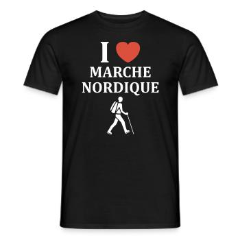 Randonné humour marche nordique - T-shirt homme - noir - Devant - AI Model Male 178 light (178cm)