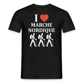 Randonné humour marche nordique - T-shirt homme - noir - Devant - AI Model Male 178 light (178cm)