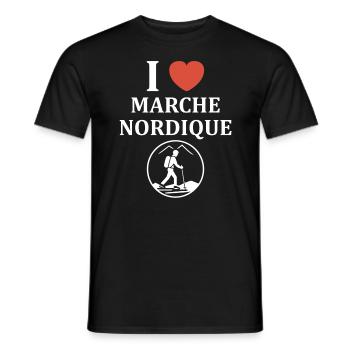 Randonné humour marche nordique - T-shirt homme - noir - Devant - AI Model Male 178 light (178cm)