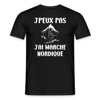 Randonné humour marche nordique - T-shirt homme - noir - Devant - AI Model Male 178 light (178cm)