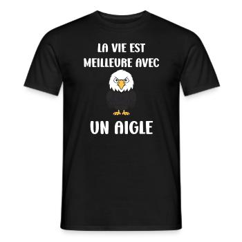 Citation humour Oiseau aigle - T-shirt homme - noir - Devant - AI Model Male 178 light (178cm)