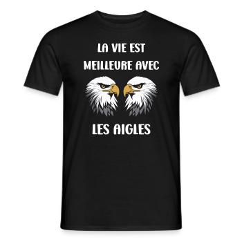 Citation humour Oiseau aigle - T-shirt homme - noir - Devant - AI Model Male 178 light (178cm)