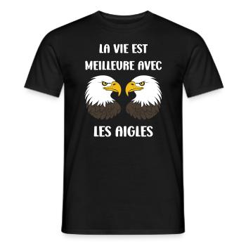 Citation humour Oiseau aigle - T-shirt homme - noir - Devant - AI Model Male 178 light (178cm)