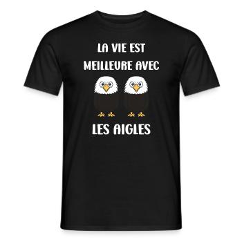 Citation humour Oiseau aigle - T-shirt homme - noir - Devant - AI Model Male 178 light (178cm)