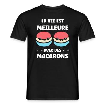 macarons - T-shirt homme - noir - Devant - AI Model Male 178 light (178cm)