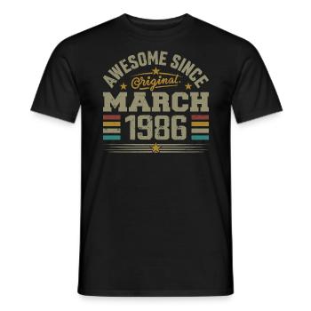 März 1986 Geburtstag Vintage Geschenkidee 1986 - Männer T-Shirt - Schwarz - Vorne - AI Model Male 178 light (178cm)