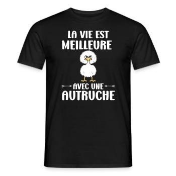 Humour autruche - T-shirt homme - noir - Devant - AI Model Male 178 light (178cm)