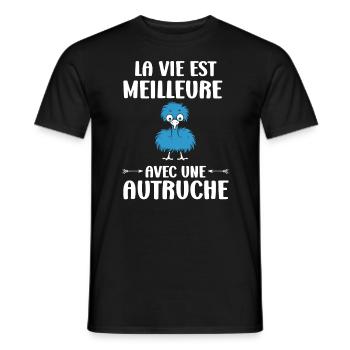 Humour autruche - T-shirt homme - noir - Devant - AI Model Male 178 light (178cm)