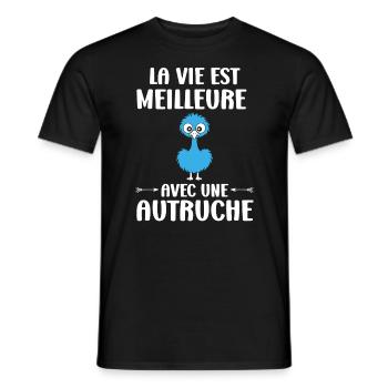 Humour autruche - T-shirt homme - noir - Devant - AI Model Male 178 light (178cm)