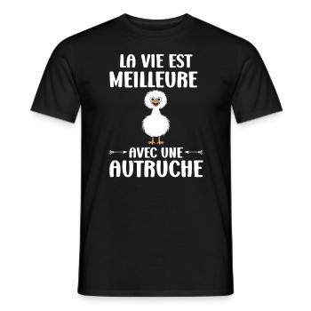 Humour autruche - T-shirt homme - noir - Devant - AI Model Male 178 light (178cm)