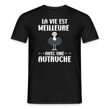 Humour autruche - T-shirt homme - noir - Devant - AI Model Male 178 light (178cm)