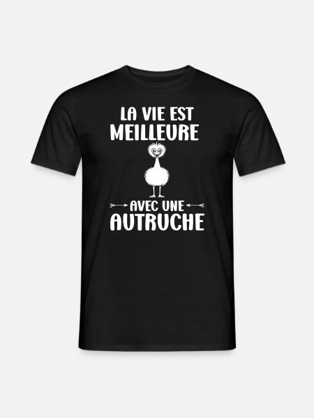 Humour autruche - T-shirt homme - noir