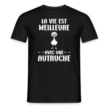 citation humoristique autruche - T-shirt homme - noir - Devant - AI Model Male 178 light (178cm)