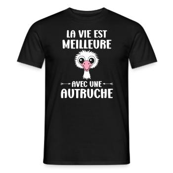 citation humoristique autruche - T-shirt homme - noir - Devant - AI Model Male 178 light (178cm)