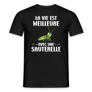 Insecte humour Sauterelle - T-shirt homme - noir - Devant - AI Model Male 178 light (178cm)