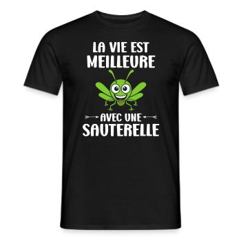Humour sauterelle - T-shirt homme - noir - Devant - AI Model Male 178 light (178cm)