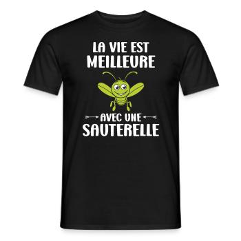 Humour sauterelle - T-shirt homme - noir - Devant - AI Model Male 178 light (178cm)