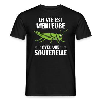 Insecte humour Sauterelle - T-shirt homme - noir - Devant - AI Model Male 178 light (178cm)