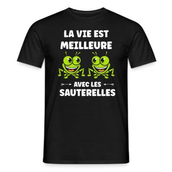 Insecte humour Sauterelle - T-shirt homme - noir - Devant - AI Model Male 178 light (178cm)